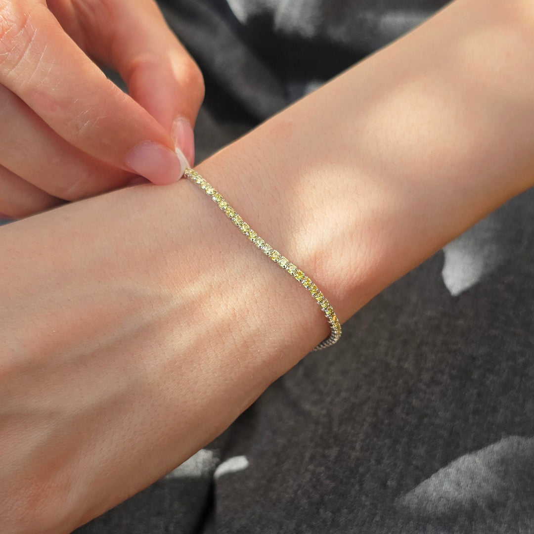 Citrine Gemstone Silver Tennis Bracelet