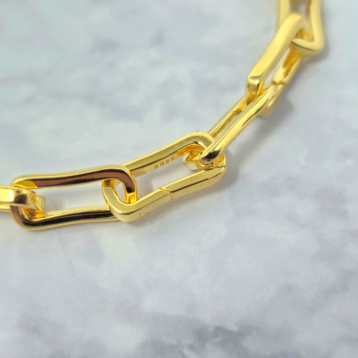 Customisable Hinged Link Paperclip Charm Bracelet