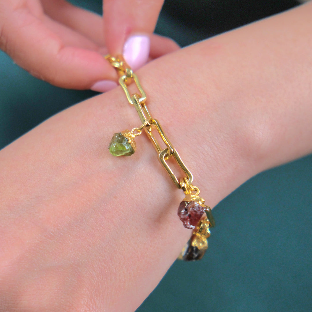 Customisable Hinged Link Paperclip Charm Bracelet