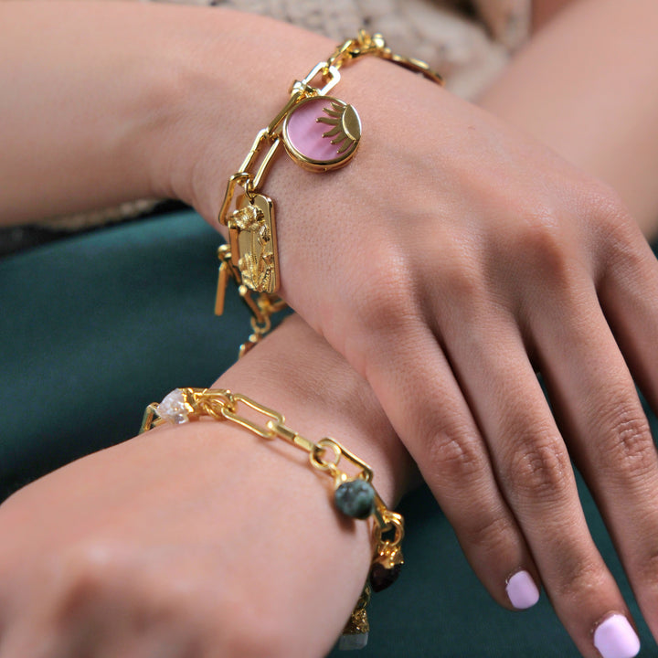 Customisable Hinged Link Paperclip Charm Bracelet