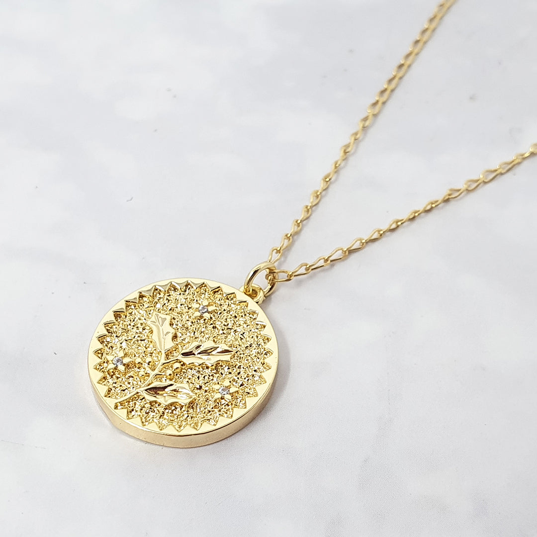 Dainty Holly Flower Gold Plated Charm Necklace