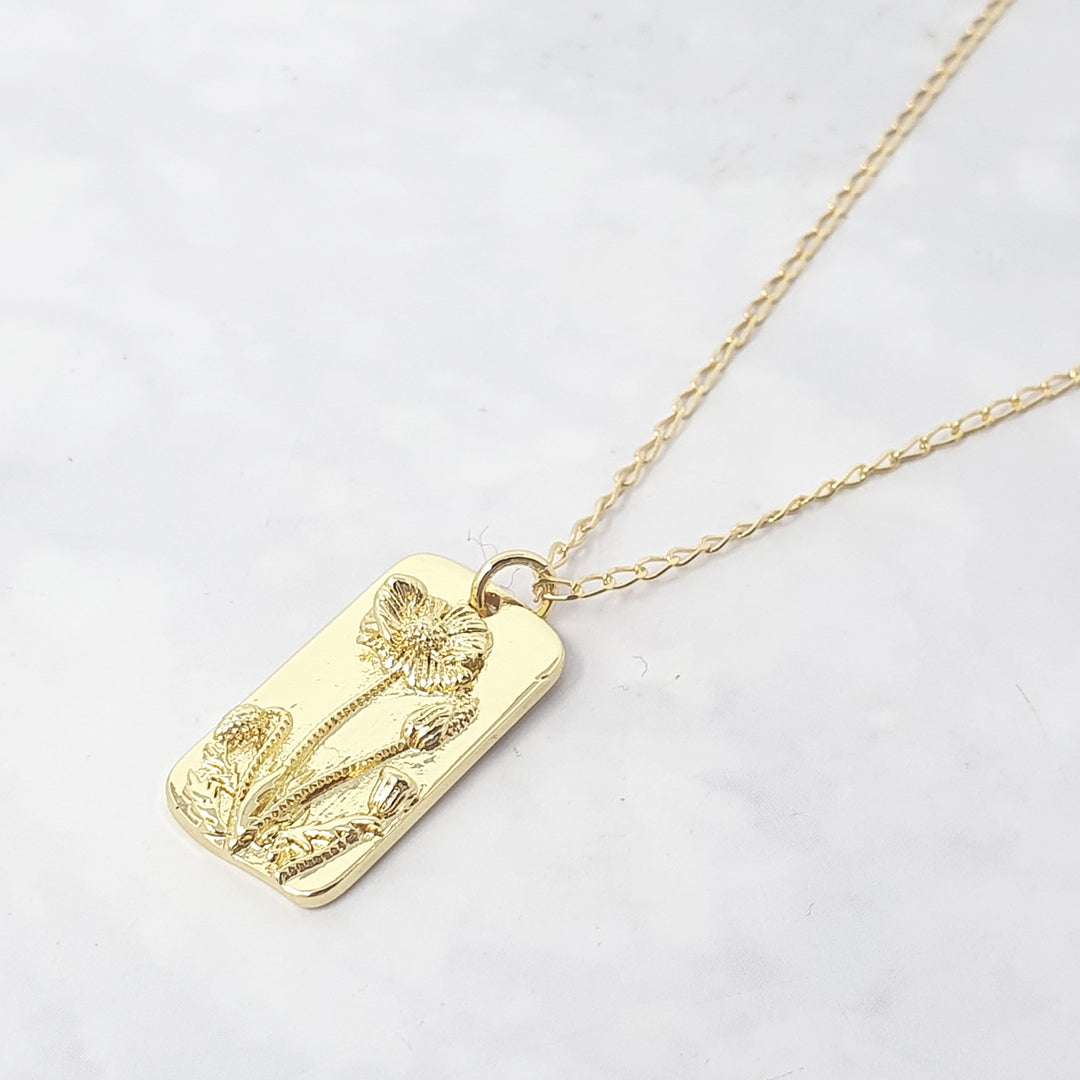 Dainty Poppy Flower Gold Plated Charm Necklace