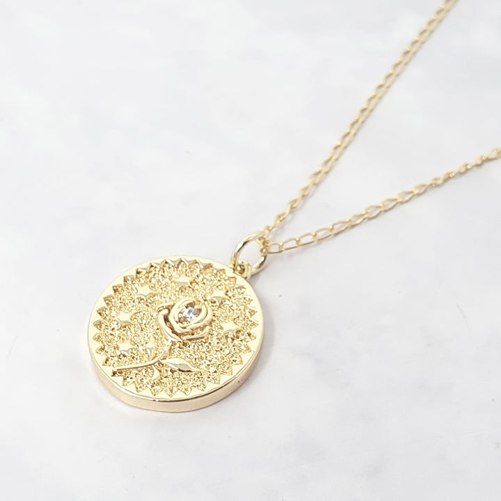 Dainty Rose Flower Gold Plated Charm Necklace