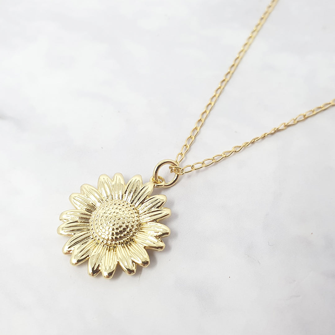 Dainty Sun Flower Charm Gold Plated Necklace