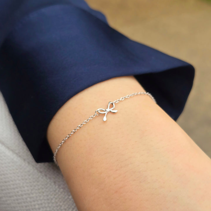 Dainty Bow Tie Bowknot Sterling Silver Charm Bracelet