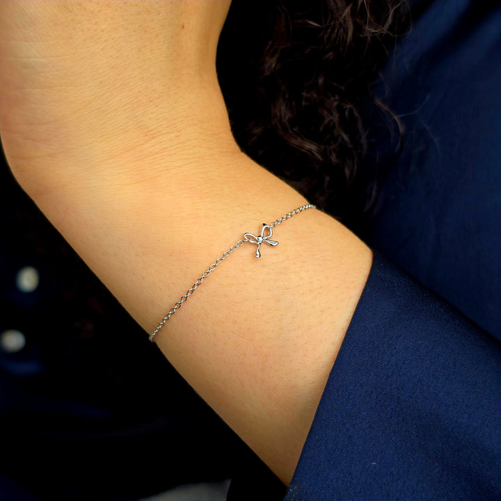 Dainty Bow Tie Bowknot Sterling Silver Charm Bracelet