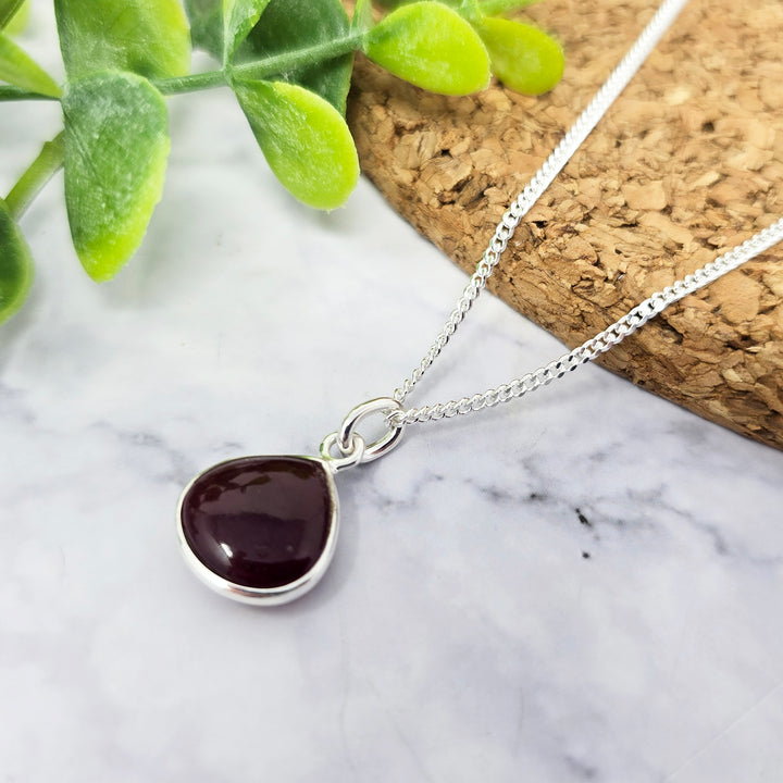 Dark Ruby 40th Birthday Gift Gem Silver Necklace