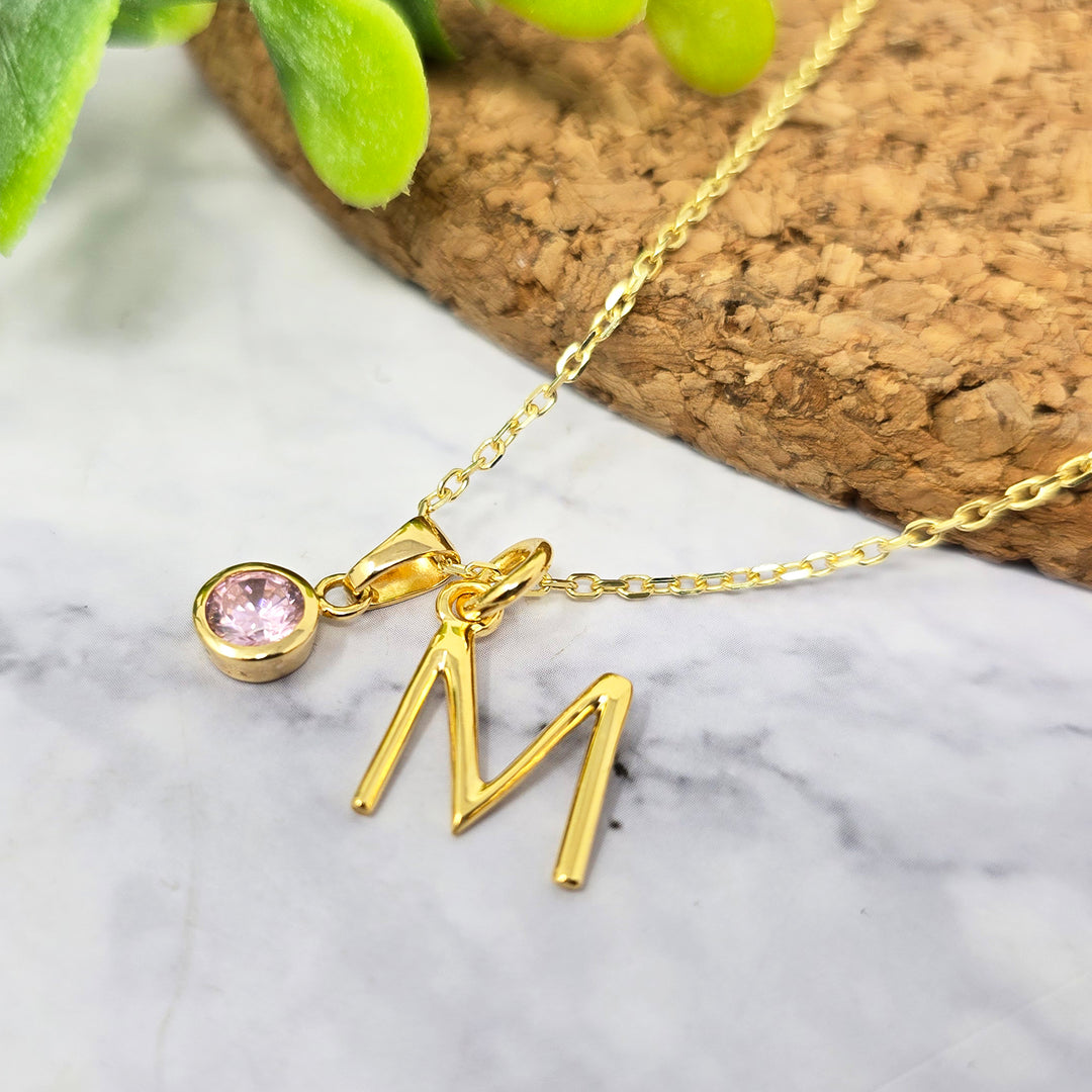 Delicate Initial And Birthstone Gold Vermeil Necklace