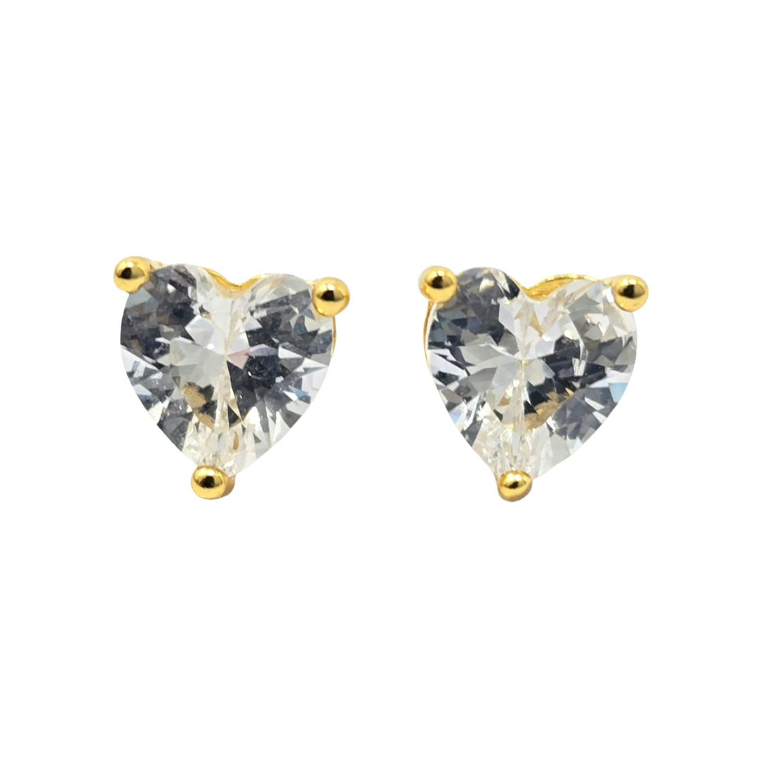 Diamond Heart April Birthstone Stud Earrings