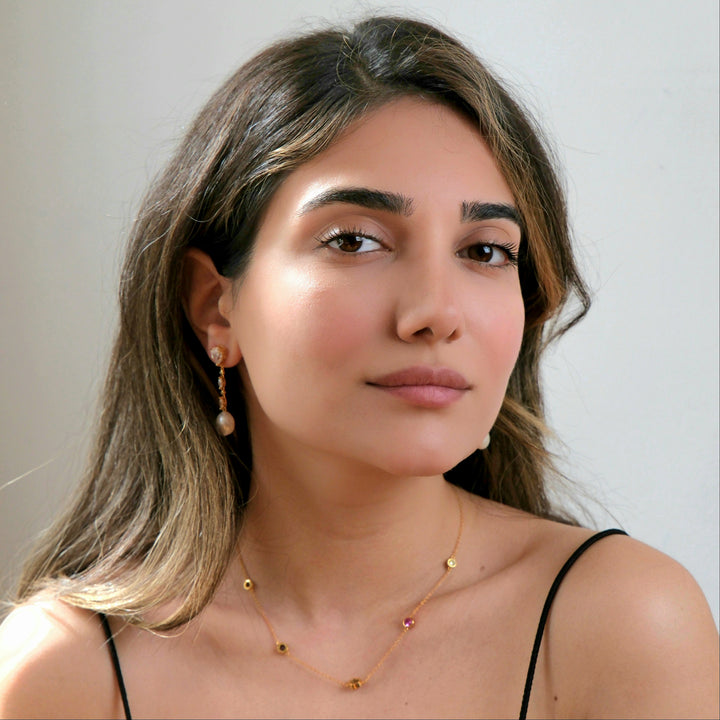 Elegant Baroque Pearl Gold Plated Dangle Drop Earrings