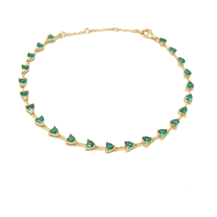 Emerald May Birthstone Heart Tennis Gold Plated Bracelet