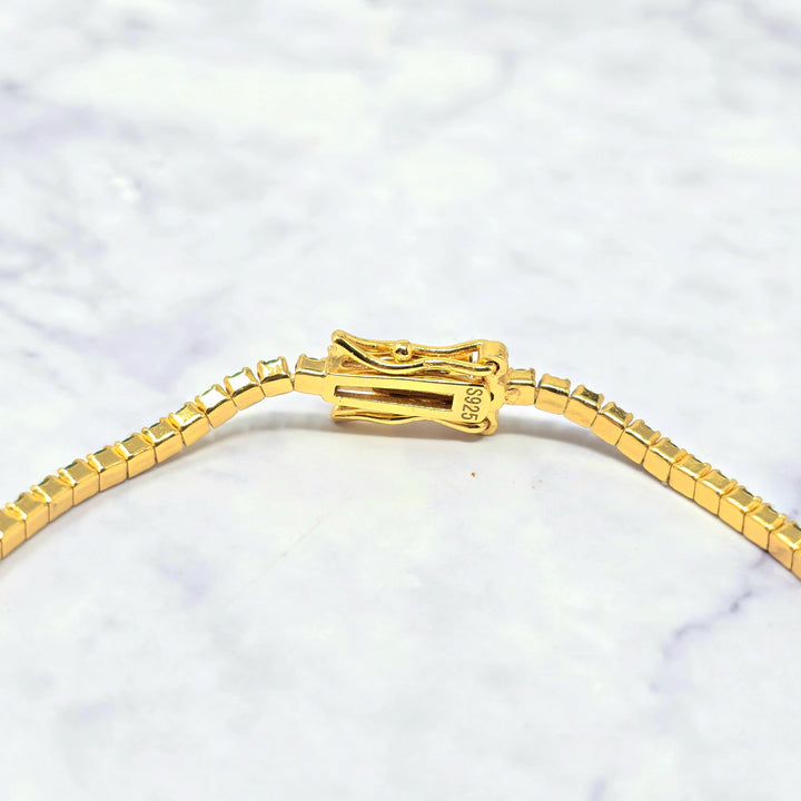 Emerald Gemstone Gold Vermeil Tennis Bracelet