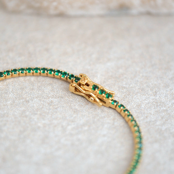 Emerald Gemstone Gold Vermeil Tennis Bracelet