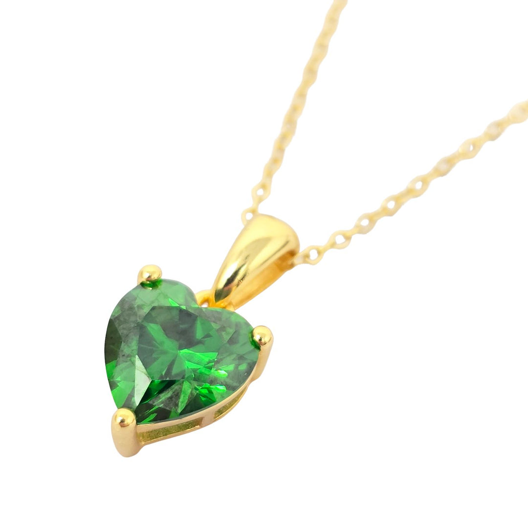 Emerald Love Heart Pendant May Birthstone Necklace