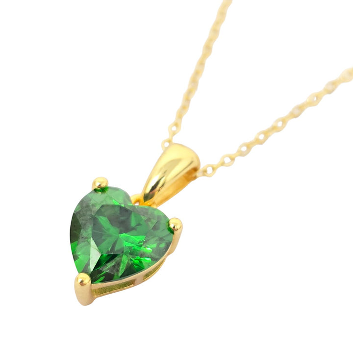 Emerald Love Heart Pendant May Birthstone Necklace