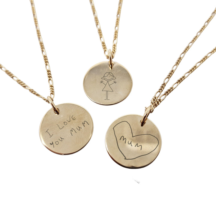 18ct Gold Vermeil Plated Actual Kids Drawing Necklace