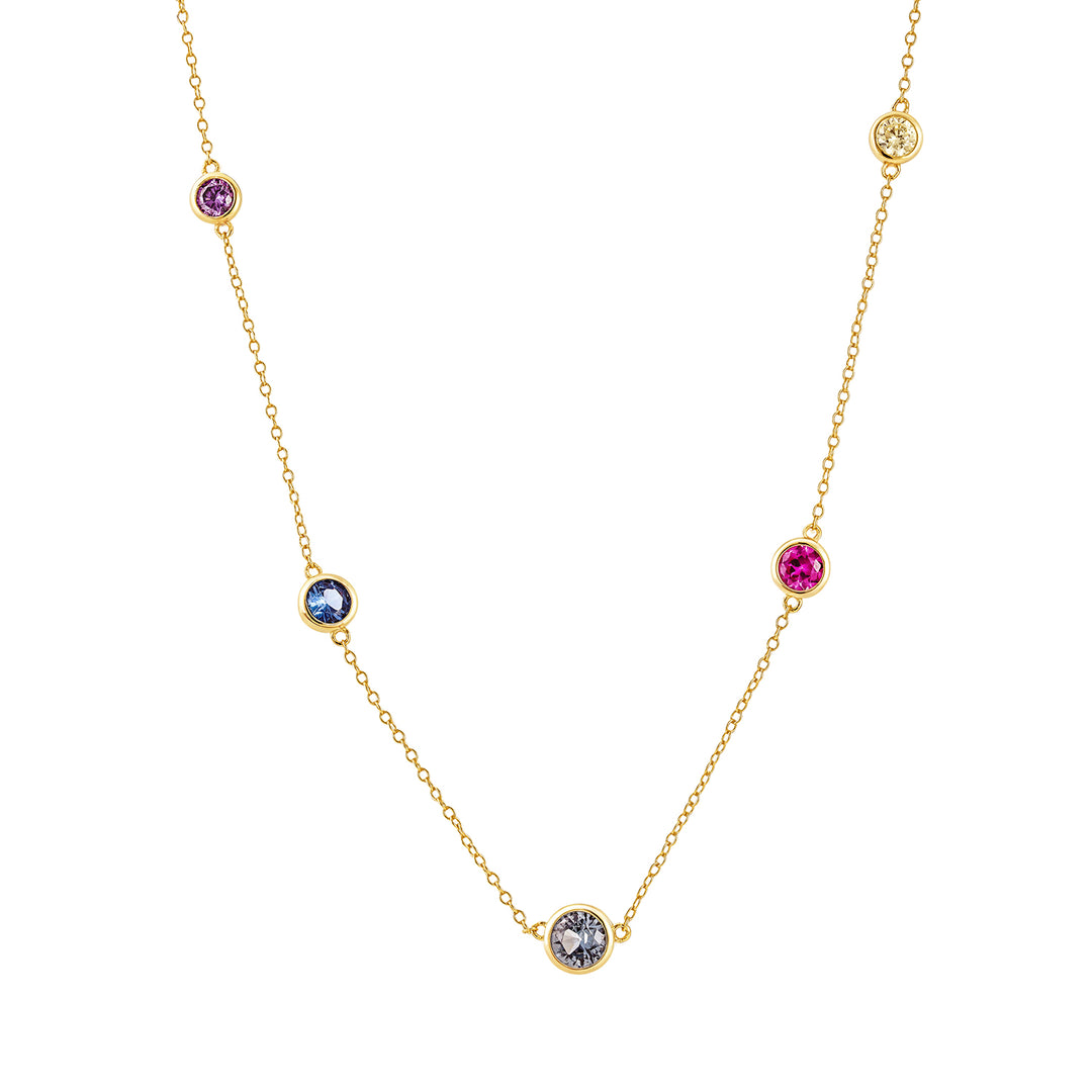 Delicate Multi Gemstone Crystal Gold Plated Necklace