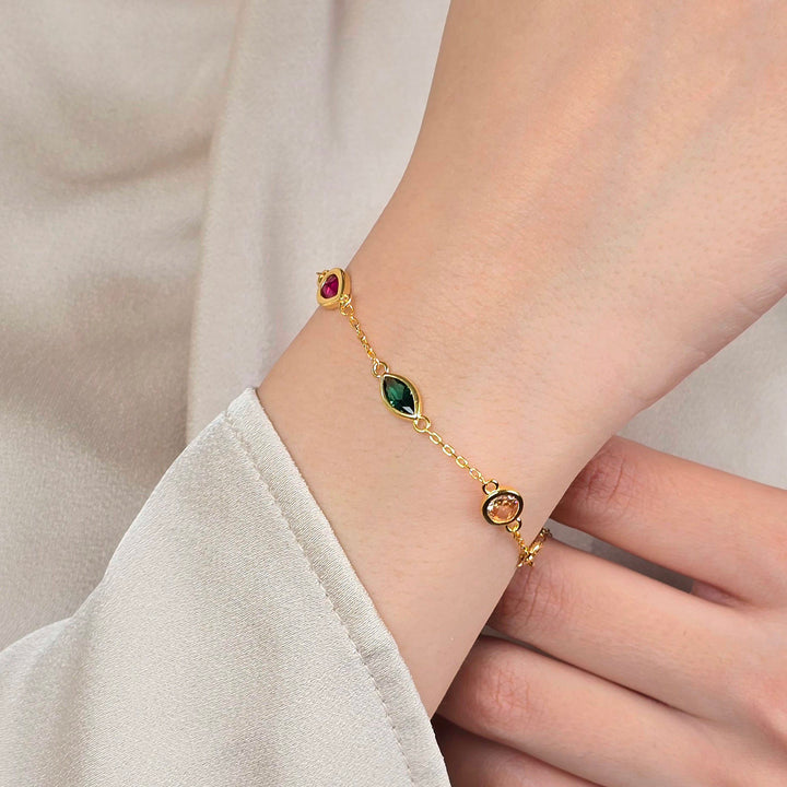 Geometric Multicolour Gemstone Gold Plated Bracelet