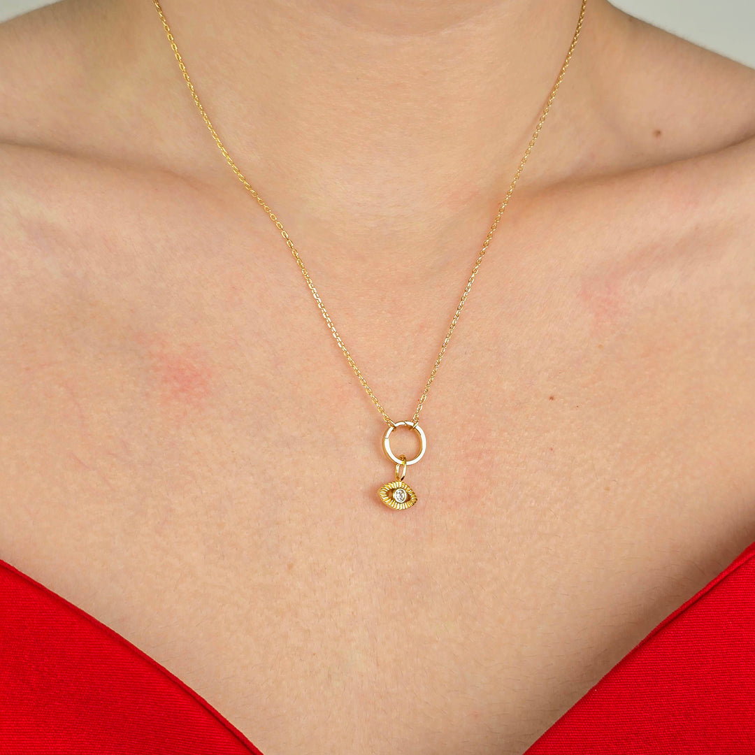 Gold Plated Evil Eye Pendant Charm Good Luck Necklace