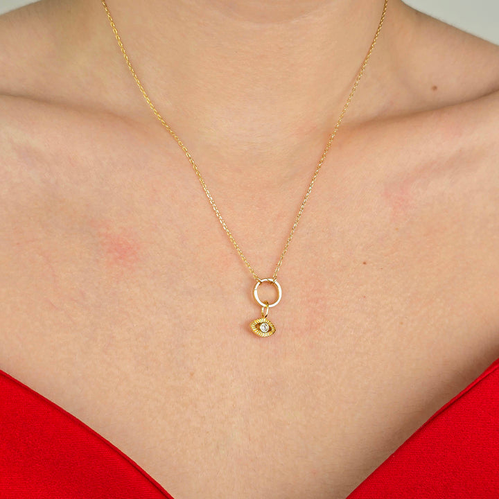 Gold Plated Evil Eye Pendant Charm Good Luck Necklace