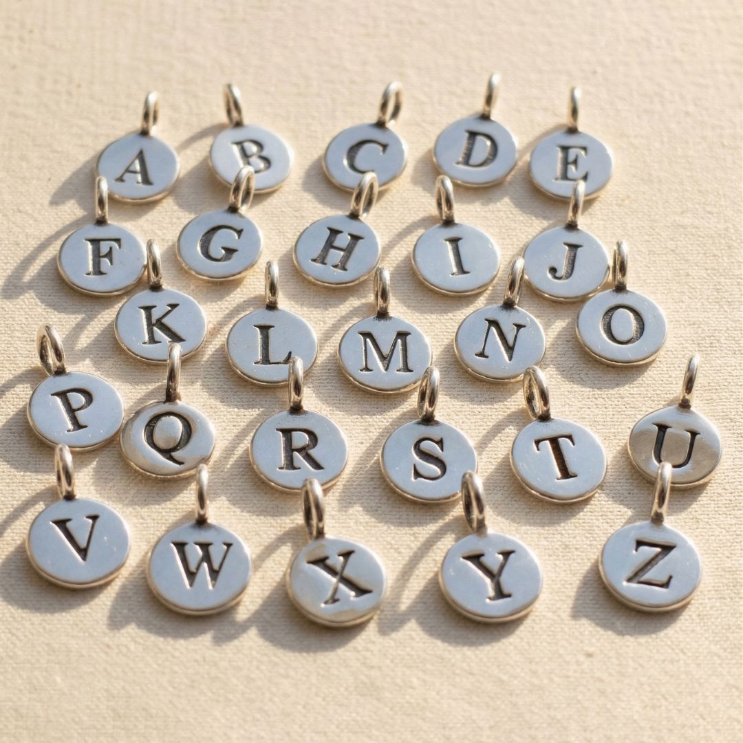 Initial Letter Personalised Charm Sterling Silver Necklace
