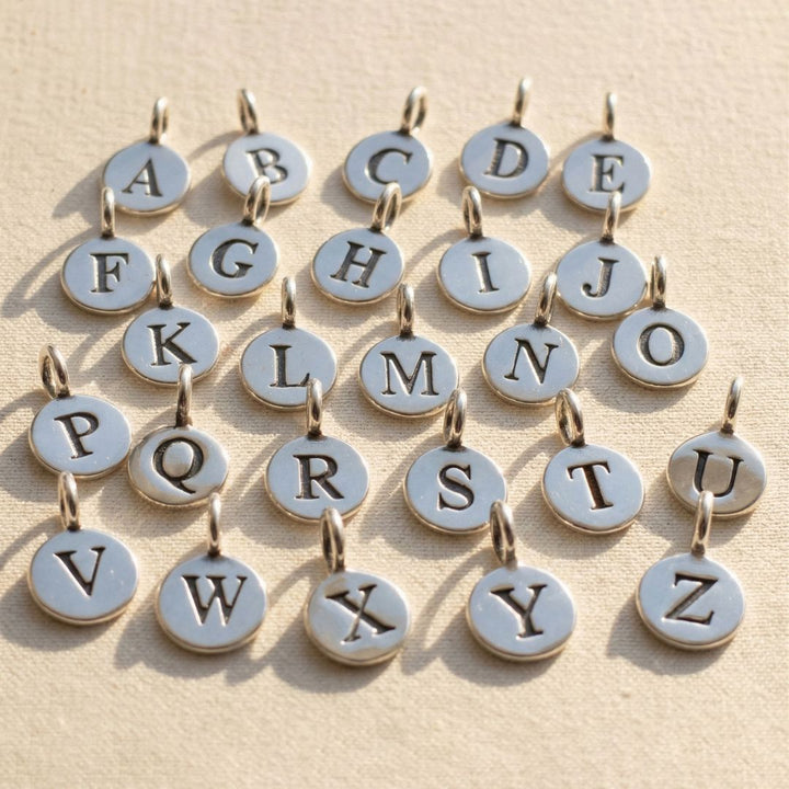 Mini Initial And Heart Birthstone Charm Silver Necklace