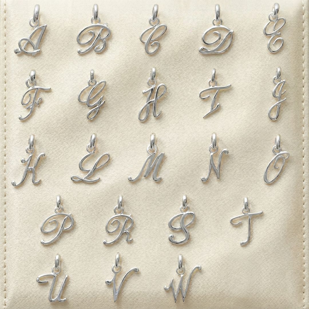 925 Sterling Silver Initial And Crystal Necklace