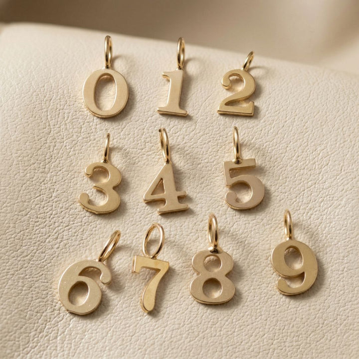 18ct Gold Plated Number Pendant Charm Necklace
