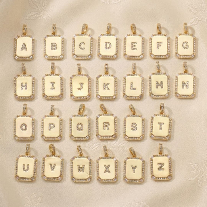 Gold Plated Personalised Initial CZ Letter Necklace