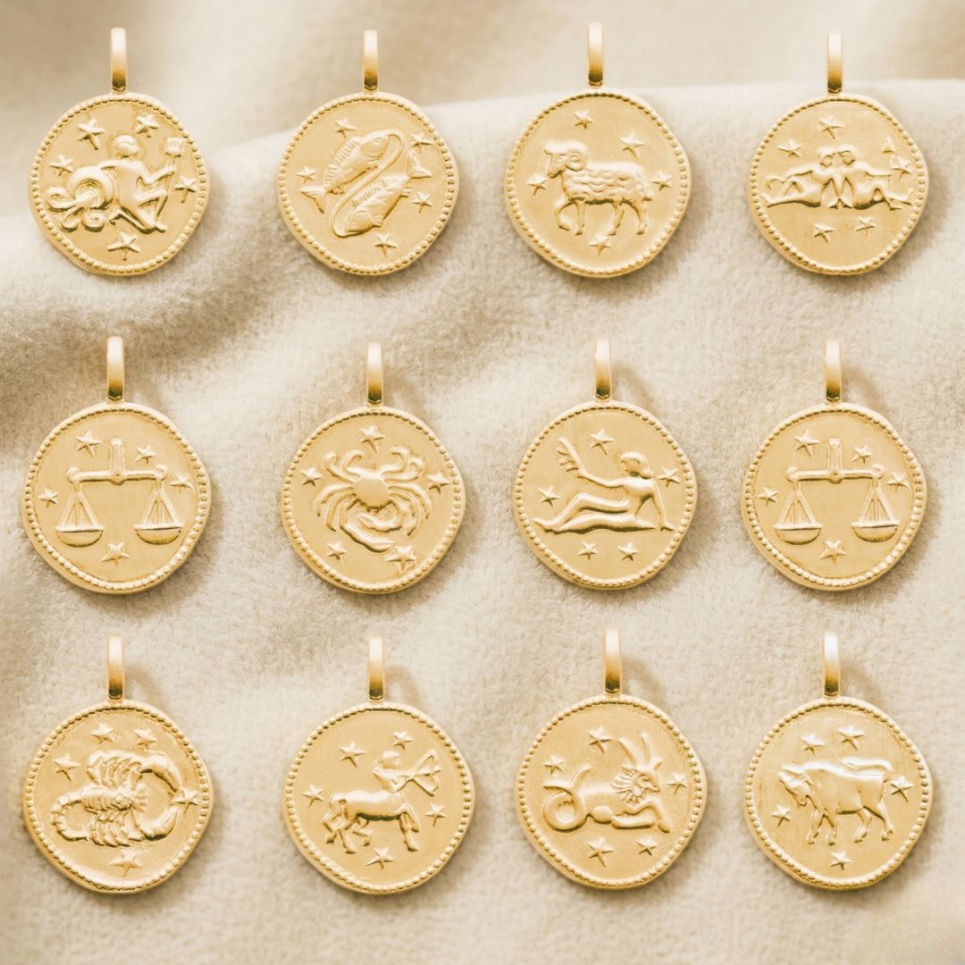 18ct Gold Plated Zodiac Sign Coin Necklace