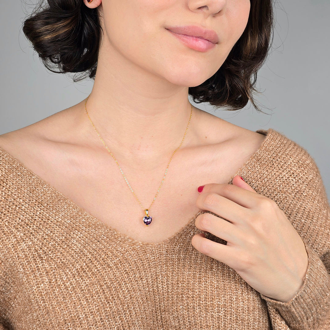 Heart Amethyst February Birthstone Necklace