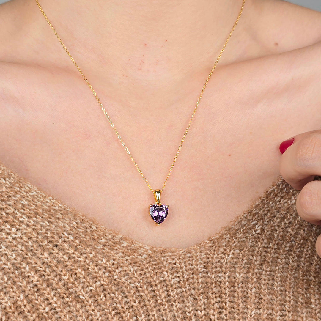 Heart Amethyst February Birthstone Necklace
