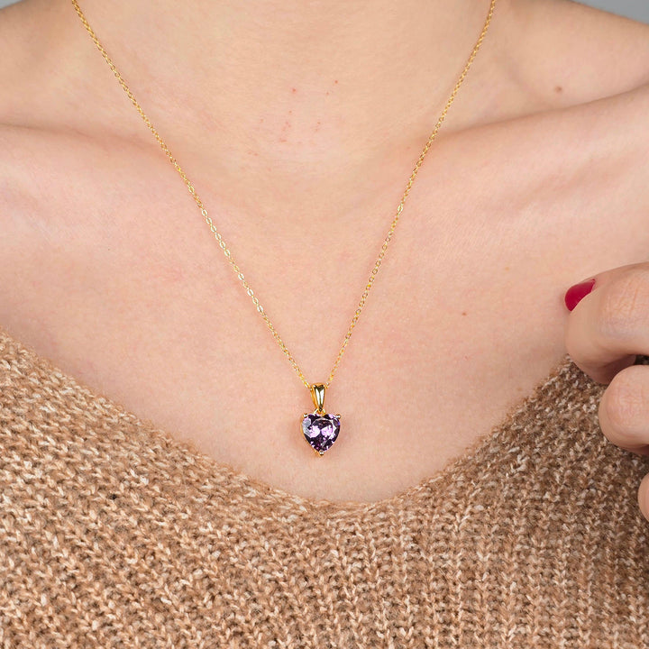 Heart Amethyst February Birthstone Necklace