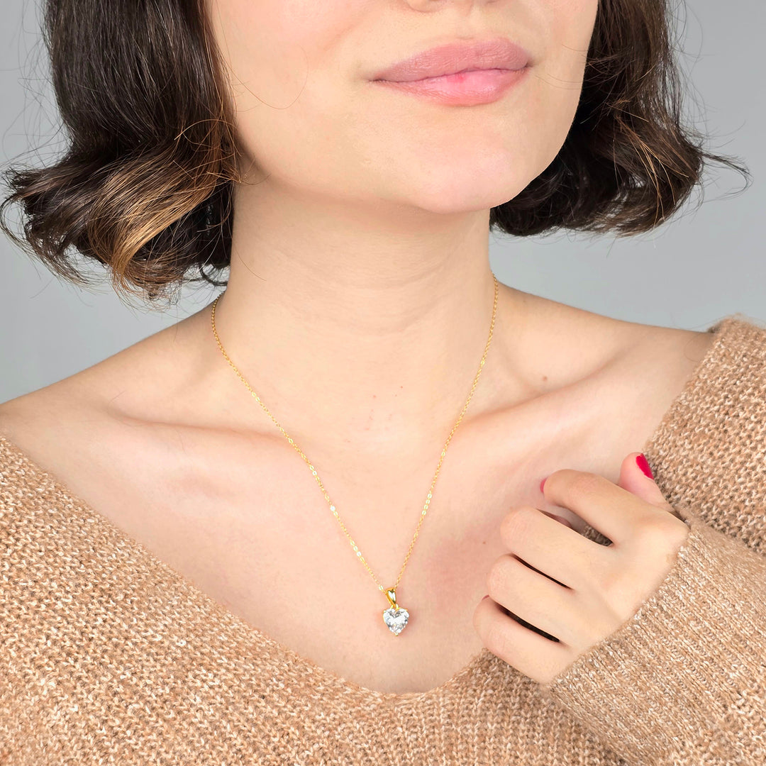 Heart Diamond April Birthstone Necklace