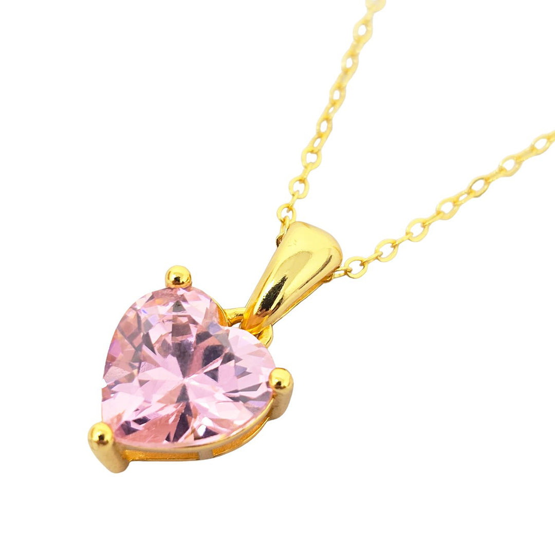 Rose Quartz October Birthstone Love Heart Necklace