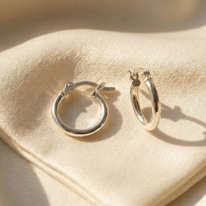 Sterling Silver 12mm Sleeper Creole-Hinged Hoop Earrings