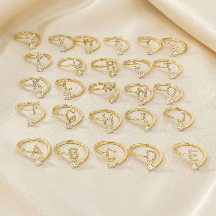 18ct Gold Plated Adjustable Personalised Initial Ring