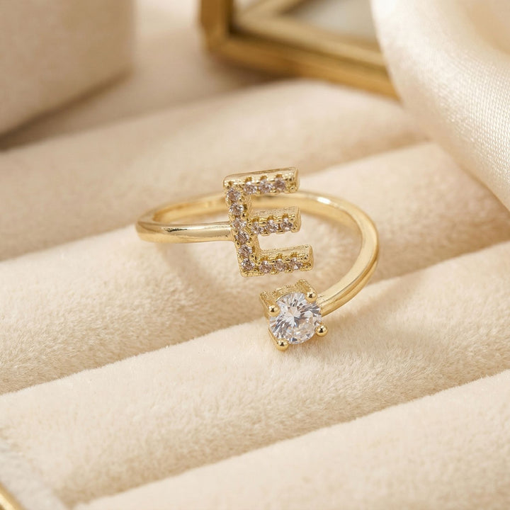 18ct Gold Plated Adjustable Personalised Initial Ring