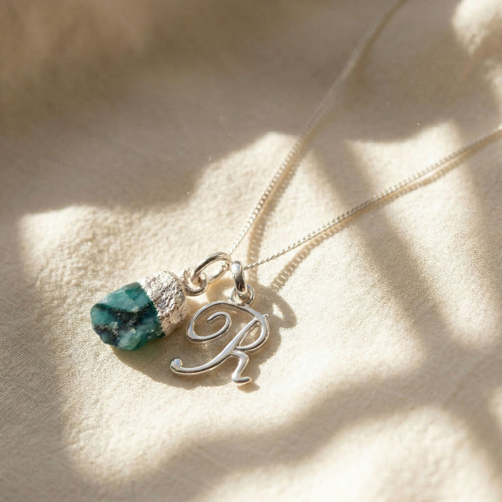 925 Sterling Silver Initial And Crystal Necklace