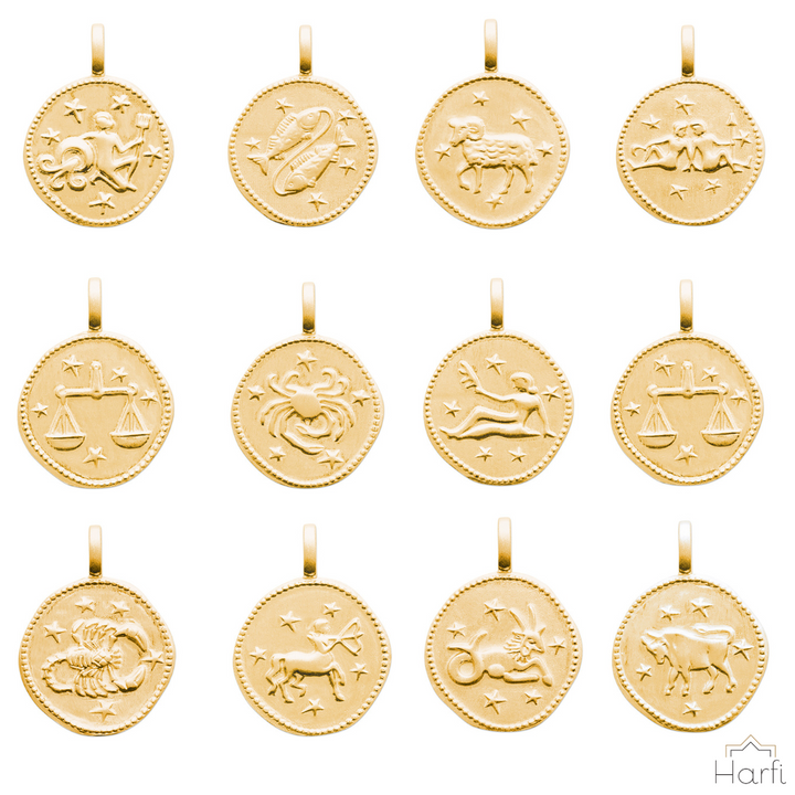 18ct Gold Plated Zodiac Sign Coin Necklace