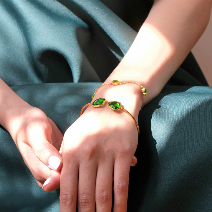 Gold Vermeil Peridot Glow August Birthstone Bangle Bracelet