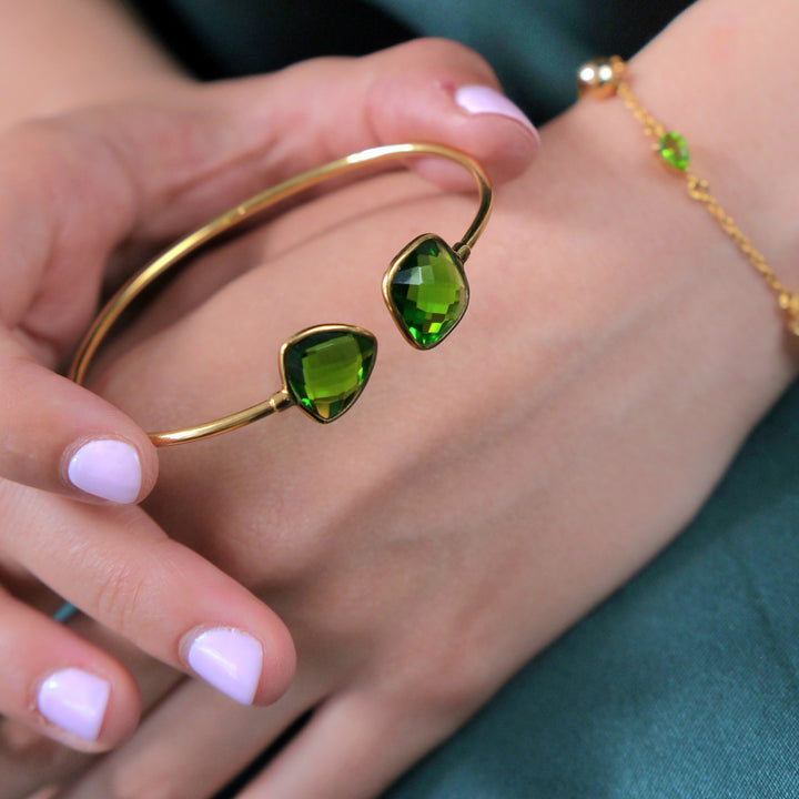 Gold Vermeil Peridot Glow August Birthstone Bangle Bracelet