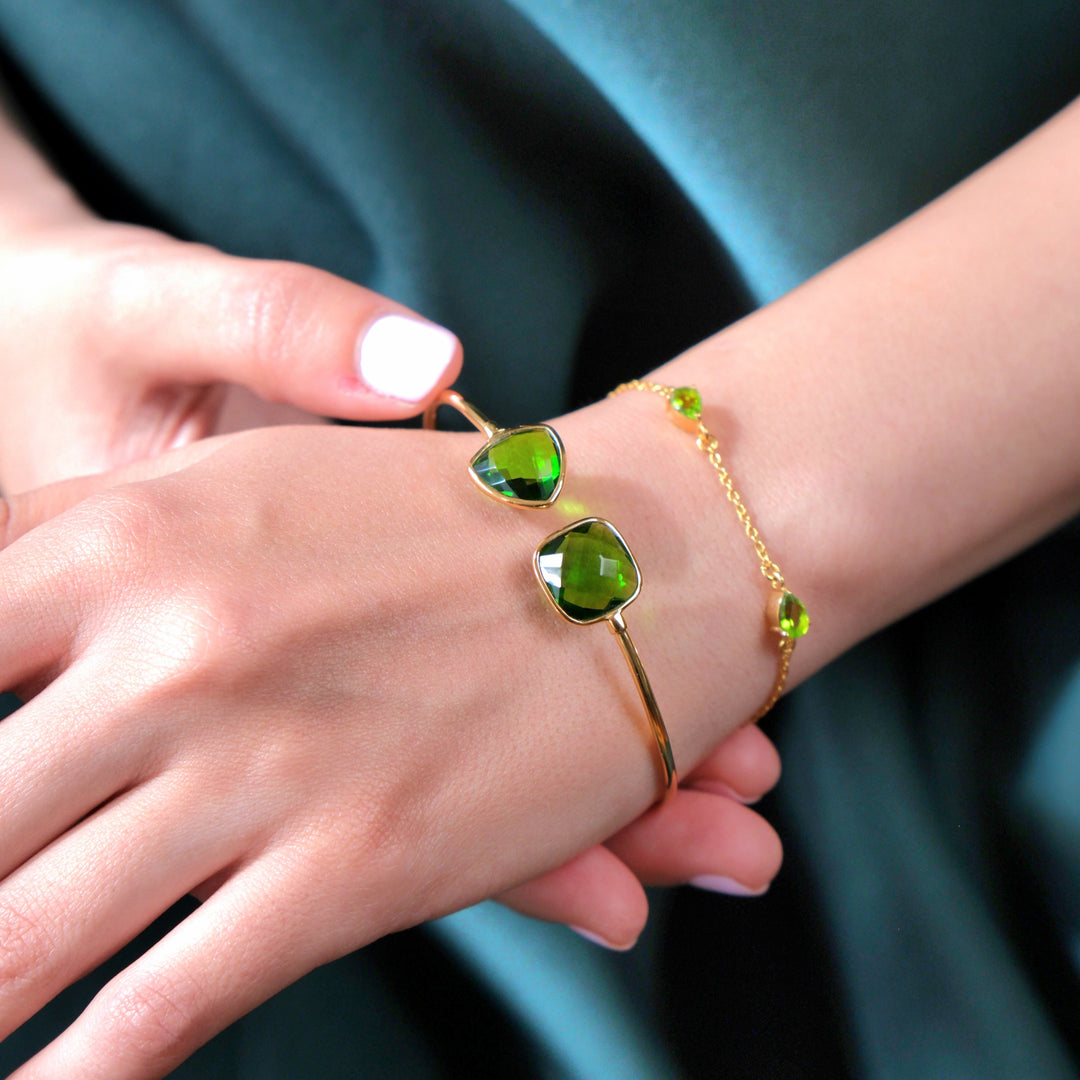 Gold Vermeil Peridot Glow August Birthstone Bangle Bracelet