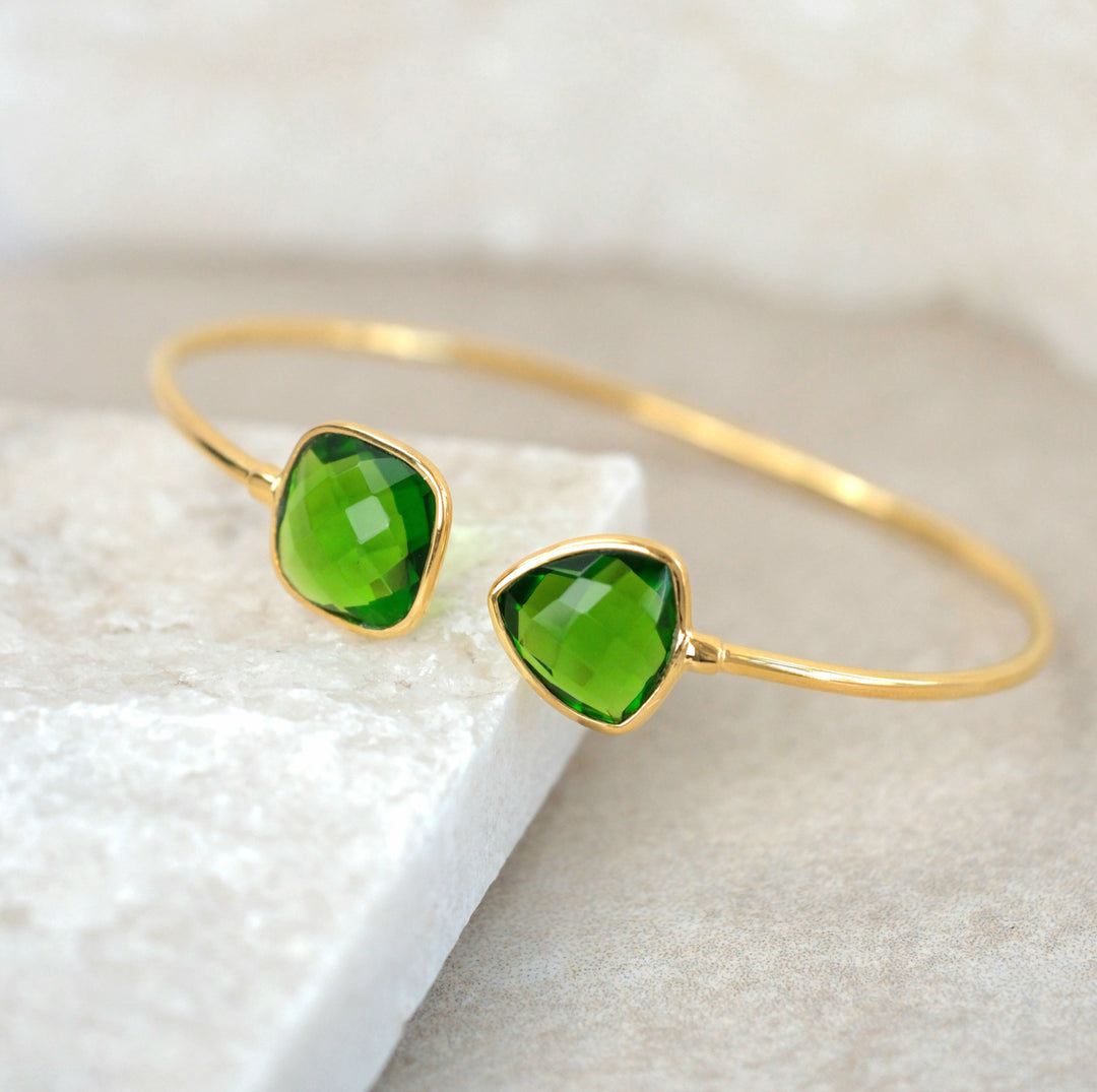 Gold Vermeil Peridot Glow August Birthstone Bangle Bracelet