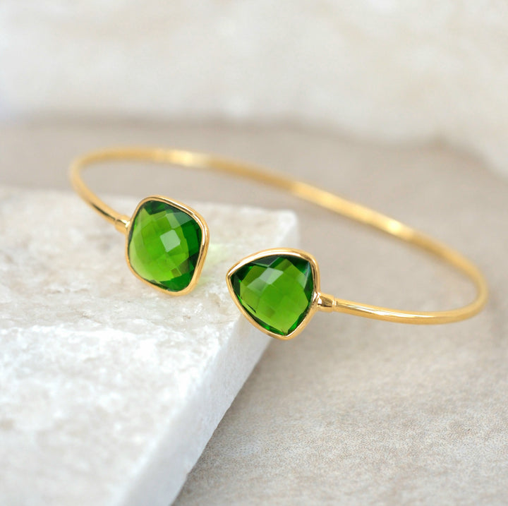 Gold Vermeil Peridot Glow August Birthstone Bangle Bracelet
