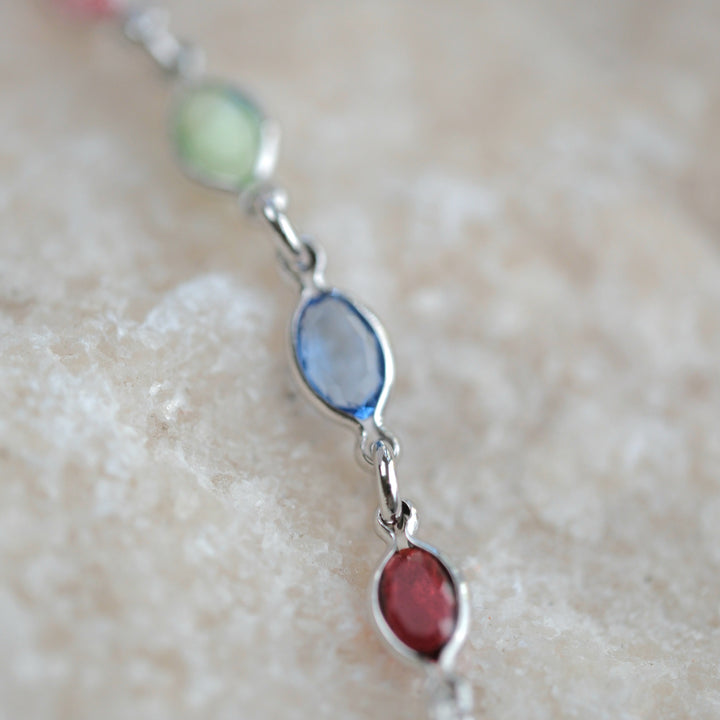 Colourful Multi Gemstone Sterling Silver Bracelet