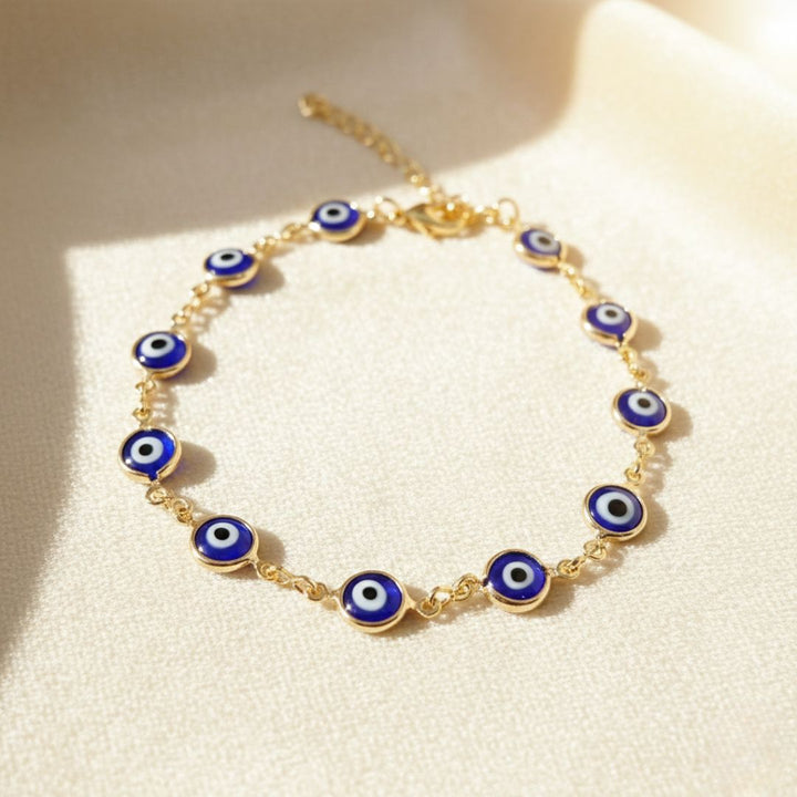 18ct Gold Plated Evil Eye Charm Bracelet
