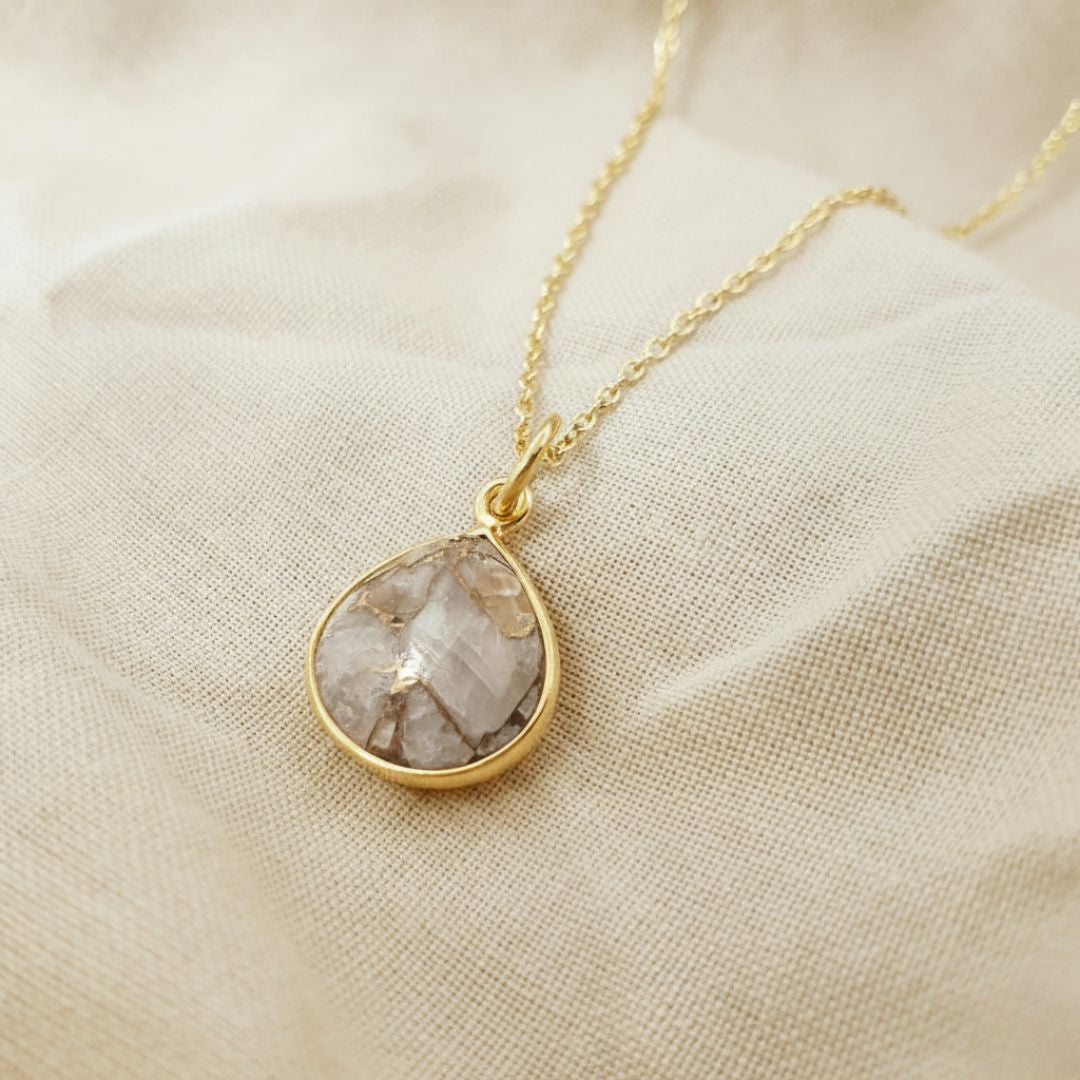 18ct Gold Vermeil Plated Herkimer Diamond April Birthstone Necklace