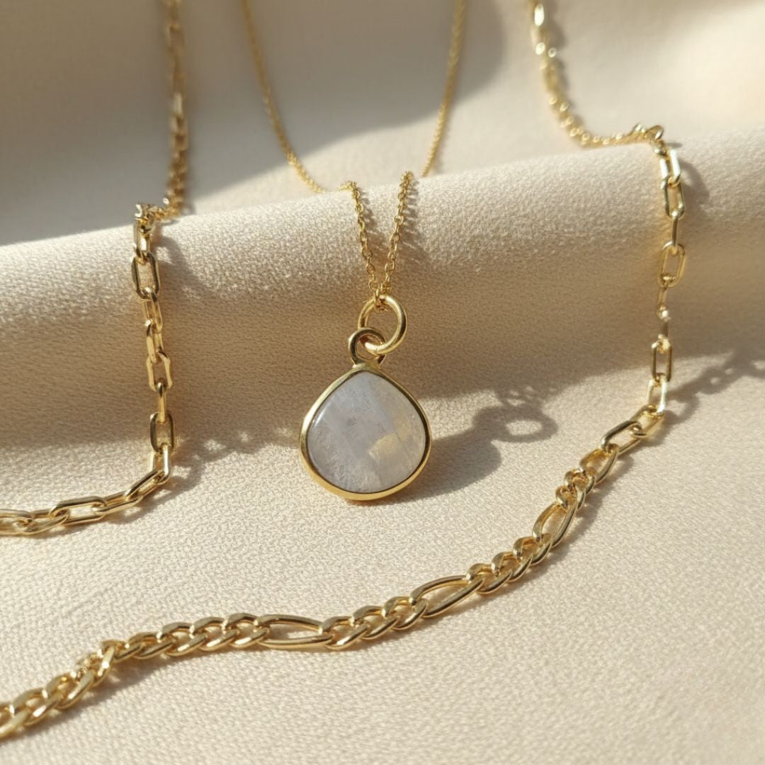 18ct Gold Vermeil Plated Moonstone June Birthstone Necklace