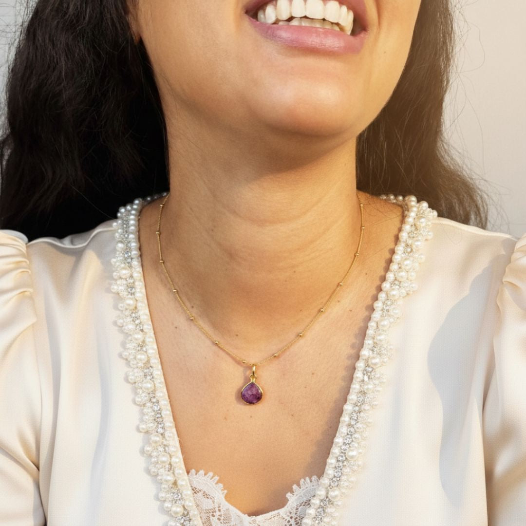 Ruby July Birthstone Gold Vermeil Necklace